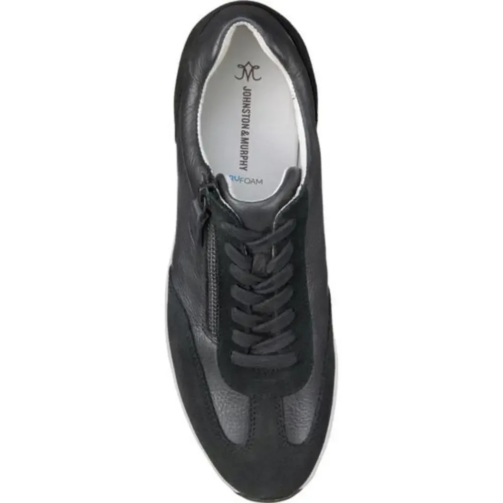 Johnston & Murphy Gracie Black Leather Sneakers with Side Zipper 9m - Picture 2 of 7